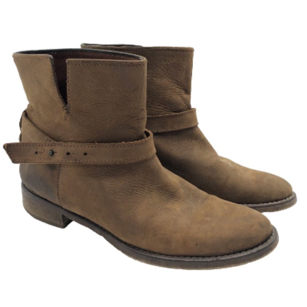 MADEWELL The Biker Boot Nubuck Leather Ankle Bootie Camel Tan Brown 10 Women
